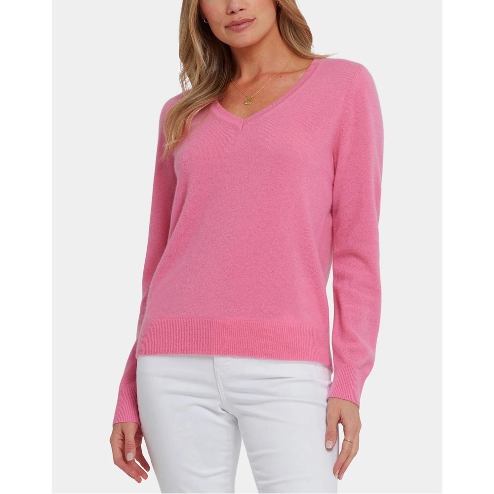 MICHAEL KORS | 100% Cashmere V-Neck Sweater in Pink | Sz M - Picture 9 of 9